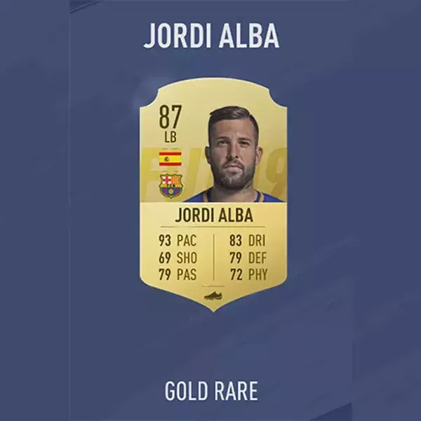 FIFA 19 note joueur : JORDI ALBA, 49ème