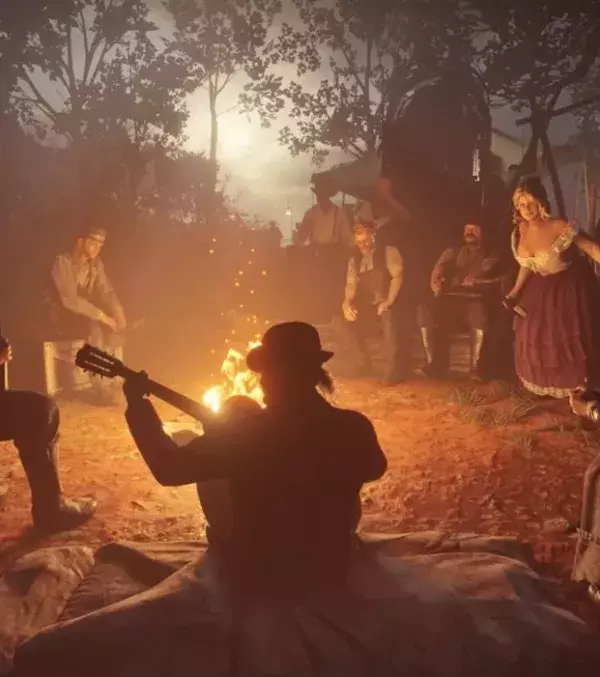Red Dead Redemption 2 : guitare au coin du feu