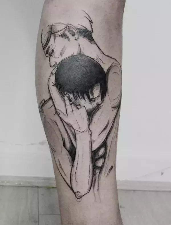 Dans un tout autre style, un tatouage SNK plus poétique