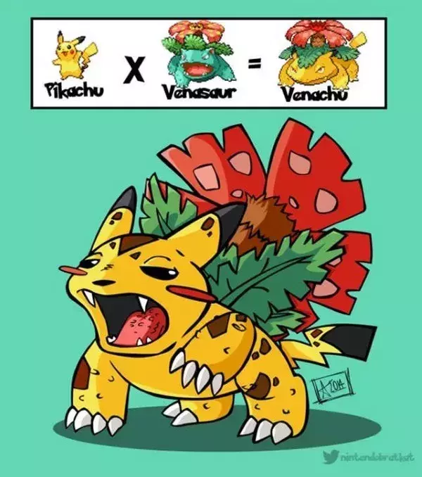 Fusion de Pokémon : Pikachu x Florizarre