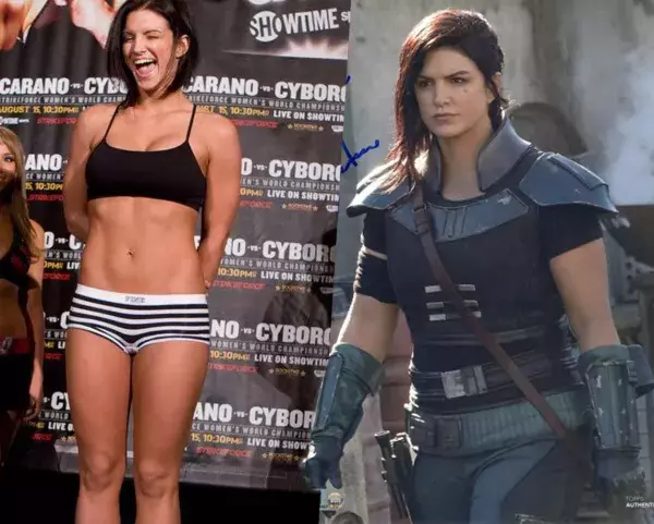 Gina Carano dans The Mandalorian avant/après